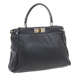 Pre Owned Fendi Black Small Pekaboo Satchel