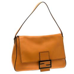 Pre Owned Fendi Orange Leather Mama Forever Shoulder Bag