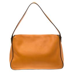Pre Owned Fendi Orange Leather Mama Forever Shoulder Bag