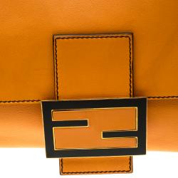 Pre Owned Fendi Orange Leather Mama Forever Shoulder Bag