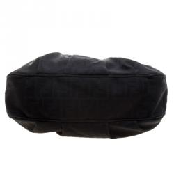 Pre Owned Fendi Black Zucca Canvas Mia Hobo