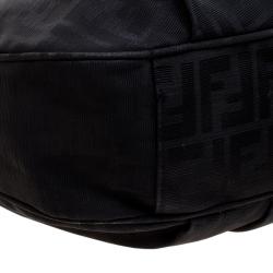 Pre Owned Fendi Black Zucca Canvas Mia Hobo