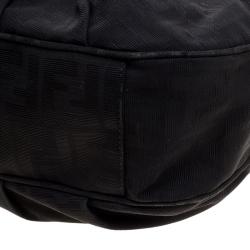 Pre Owned Fendi Black Zucca Canvas Mia Hobo