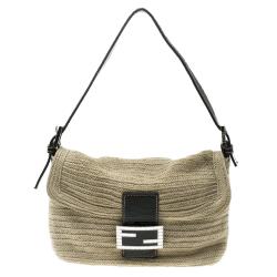 Pre Owned Fendi Beige Rope Baguette Shoulder Bag