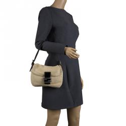 Pre Owned Fendi Beige Rope Baguette Shoulder Bag