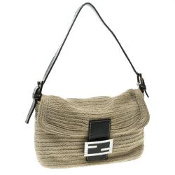 Pre Owned Fendi Beige Rope Baguette Shoulder Bag