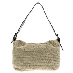 Pre Owned Fendi Beige Rope Baguette Shoulder Bag