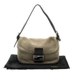 Pre Owned Fendi Beige Rope Baguette Shoulder Bag