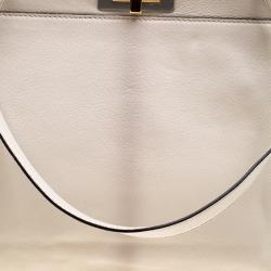 Pre Owned Fendi Beige Leather with Sting Ray Lining Large Peekaboo Bag