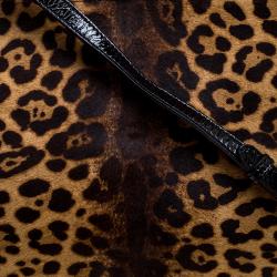 Pre Owned Fendi Leopard Print Calfhair Large Peekaboo Bag