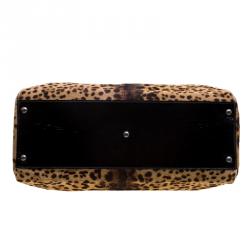 Pre Owned Fendi Leopard Print Calfhair Large Peekaboo Bag