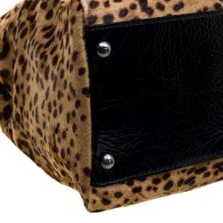 Pre Owned Fendi Leopard Print Calfhair Large Peekaboo Bag