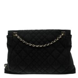 Fendi Black Quilted Fabric Maxi Baguette Shoulder Bag