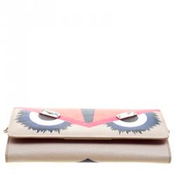 Pre Owned Fendi Multicolor Leather Elite Monster Wallet On Chain