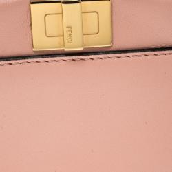 Pre Owned Fendi Pink Leather Micro Peekaboo Crossbody Bag