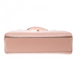 Pre Owned Fendi Pink Leather Micro Peekaboo Crossbody Bag