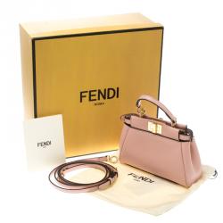 Pre Owned Fendi Pink Leather Micro Peekaboo Crossbody Bag