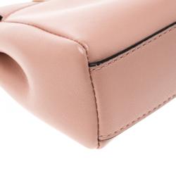 Pre Owned Fendi Pink Leather Micro Peekaboo Crossbody Bag