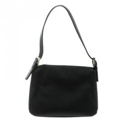Pre Owned Fendi Black Fabric Baguette Shoulder Bag