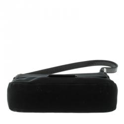 Pre Owned Fendi Black Fabric Baguette Shoulder Bag