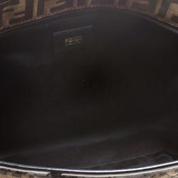 Pre Owned Fendi Tobacco Quilted Zucca Fabric Roll Tote