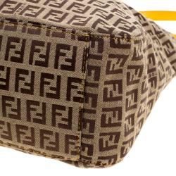 Pre Owned Fendi Tobacco/Yellow Zucca Canvas and Leather Tote