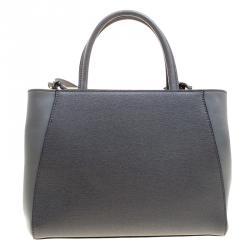 Pre Owned Fendi Grey Saffiano Leather Small 2Jours Tote