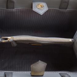 Pre Owned Fendi Grey Saffiano Leather Small 2Jours Tote