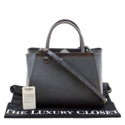 Pre Owned Fendi Grey Saffiano Leather Small 2Jours Tote