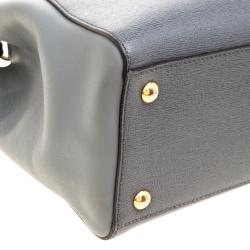 Pre Owned Fendi Grey Saffiano Leather Small 2Jours Tote