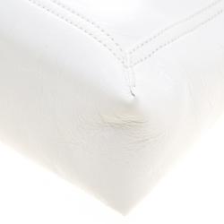 Pre Owned Fendi White Leather Maxi Baguette Flap Shoulder Bag