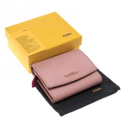 Pre Owned Fendi Pink Leather Small Crayons Wallet