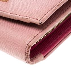 Pre Owned Fendi Pink Leather Small Crayons Wallet