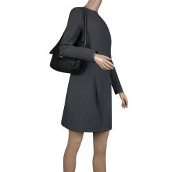 Pre Owned Fendi Black Shimmering Leather Shoulder Bag