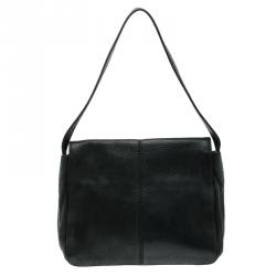 Pre Owned Fendi Black Shimmering Leather Shoulder Bag