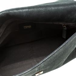 Pre Owned Fendi Black Shimmering Leather Shoulder Bag