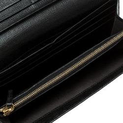 Pre Owned Fendi Black Leather Crayons Continental Wallet