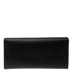 Pre Owned Fendi Black Leather Crayons Continental Wallet