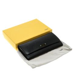 Pre Owned Fendi Black Leather Crayons Continental Wallet