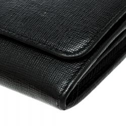 Pre Owned Fendi Black Leather Crayons Continental Wallet