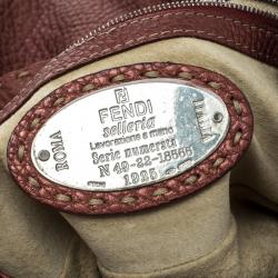 Pre Owned حقيبة فندي سيليريا باغيت جلد أحمر بوردو مزخرفة ترتر وخرز