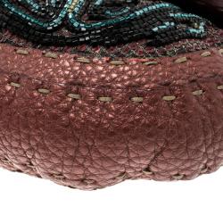 Pre Owned حقيبة فندي سيليريا باغيت جلد أحمر بوردو مزخرفة ترتر وخرز