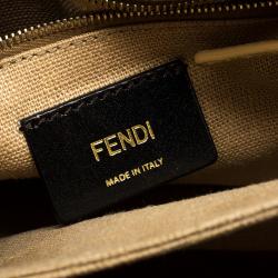 Pre Owned Fendi Tobacco Pequin Stripe Canvas Large Claudia Shoulder Bag