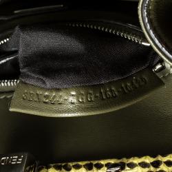 Pre Owned Fendi Olive Green Leather and Python Trim Mini Peekaboo Top Handle Bag