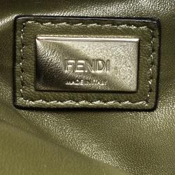 Pre Owned Fendi Olive Green Leather and Python Trim Mini Peekaboo Top Handle Bag
