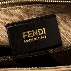 Pre Owned Fendi Beige Pequin Embossed Leather Small Claudia Shoulder Bag