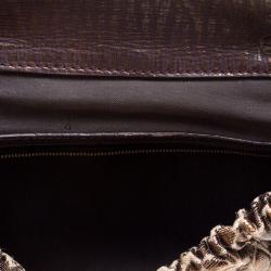 Pre Owned Fendi Black/Gold Croc Embossed Canvas Medium Magic Bag