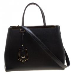 Pre Owned Fendi Black Saffiano Leather 2Jours Tote