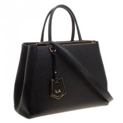 Pre Owned Fendi Black Saffiano Leather 2Jours Tote