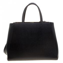 Pre Owned Fendi Black Saffiano Leather 2Jours Tote